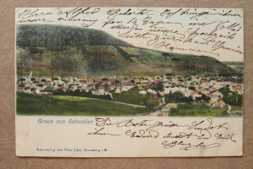 Ansichtskarte AK Gruss aus Gebweiler Guebwiller Elsass 1902 Ortsansicht Frankreich France 68 Haut Rhin